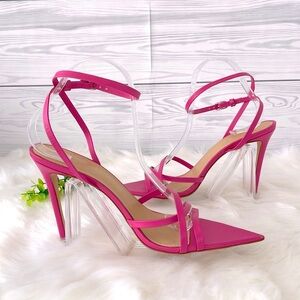 BLACK SUEDE STUDIO “Kris” Ankle Strap Sandal Heels‎